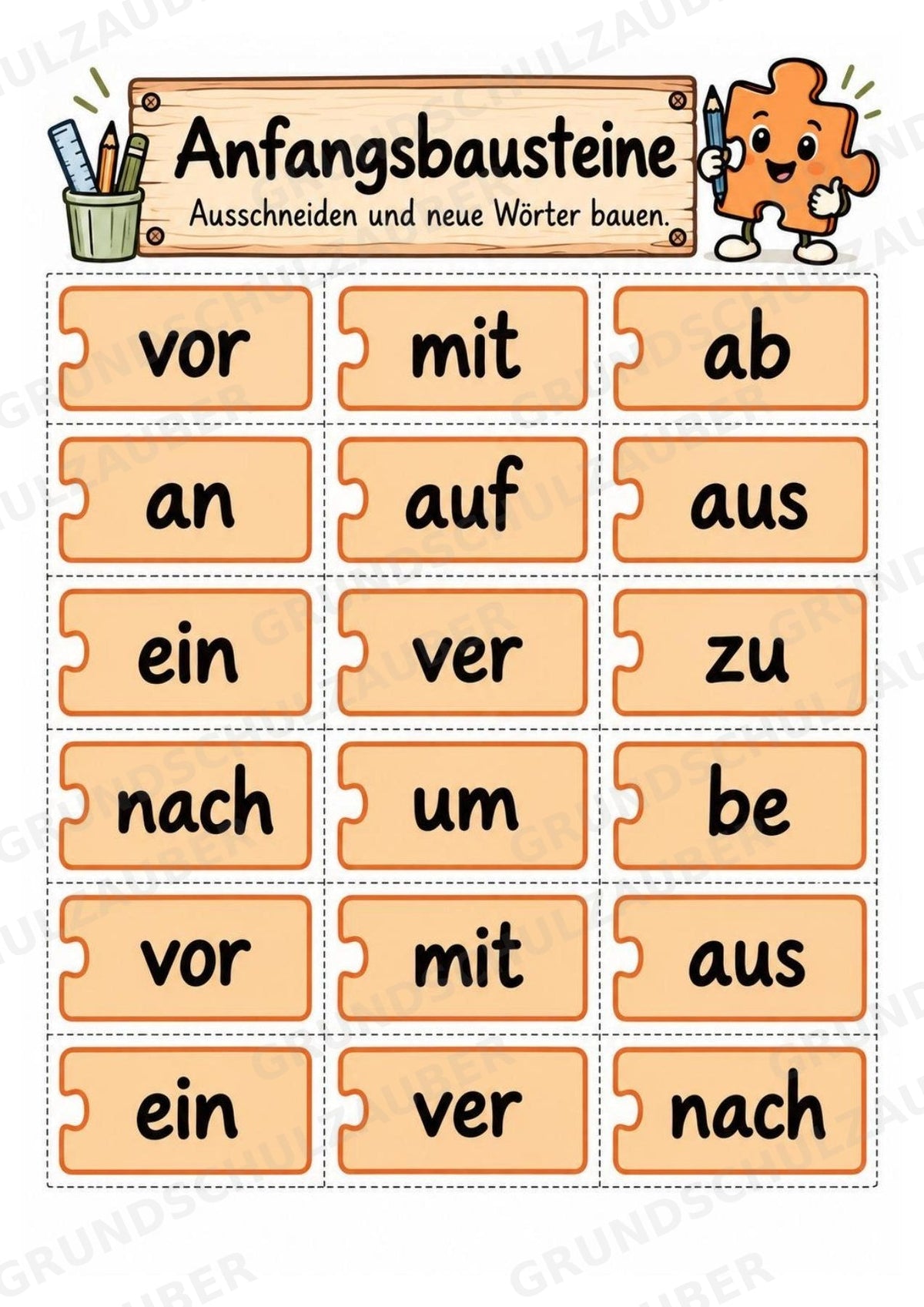 Die Wörterwerkstatt | Wortbausteine, Wortbildung & Wortstamm | Wortfamilien, Vorsilben & Nachsilben | 20 Arbeitsblätter Deutsch Klasse 2–3 – Materialseite 26