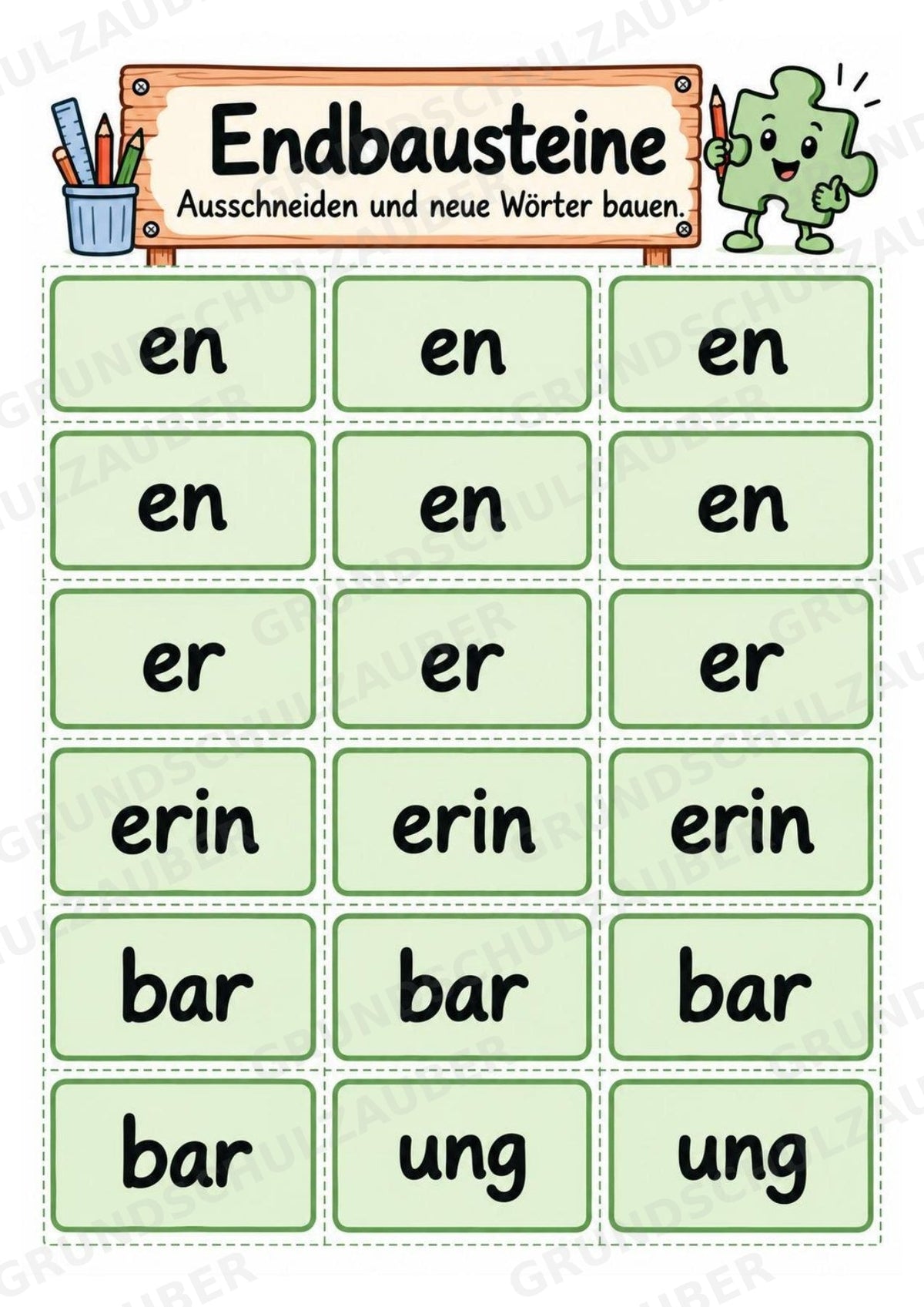 Die Wörterwerkstatt | Wortbausteine, Wortbildung & Wortstamm | Wortfamilien, Vorsilben & Nachsilben | 20 Arbeitsblätter Deutsch Klasse 2–3 – Materialseite 28