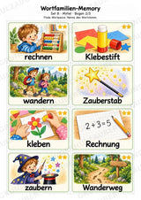 Wortfamilien-Memory | Wortstamm & Wortfamilien üben | 64 Spielkarten | Deutsch Grundschule Klasse 2–3 | 3-fach differenziert – Materialseite 5