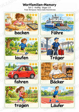 Wortfamilien-Memory | Wortstamm & Wortfamilien üben | 64 Spielkarten | Deutsch Grundschule Klasse 2–3 | 3-fach differenziert – Materialseite 7