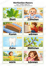 Wortfamilien-Memory | Wortstamm & Wortfamilien üben | 64 Spielkarten | Deutsch Grundschule Klasse 2–3 | 3-fach differenziert – Materialseite 9