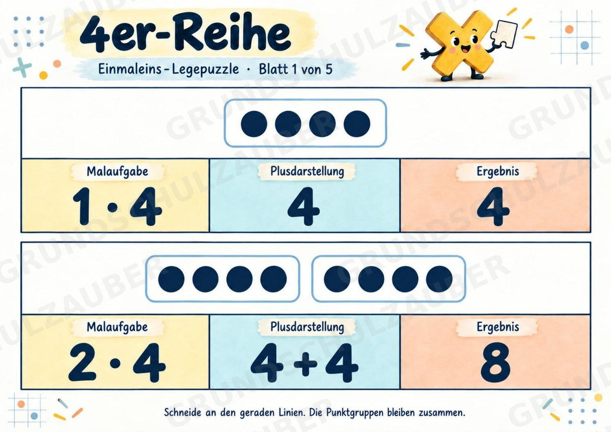 Einmaleins-Legepuzzle | 90 Lernpuzzles zum kleinen 1x1 | Reihen 2–10 | Mathematik Klasse 2–3 – Materialseite 13