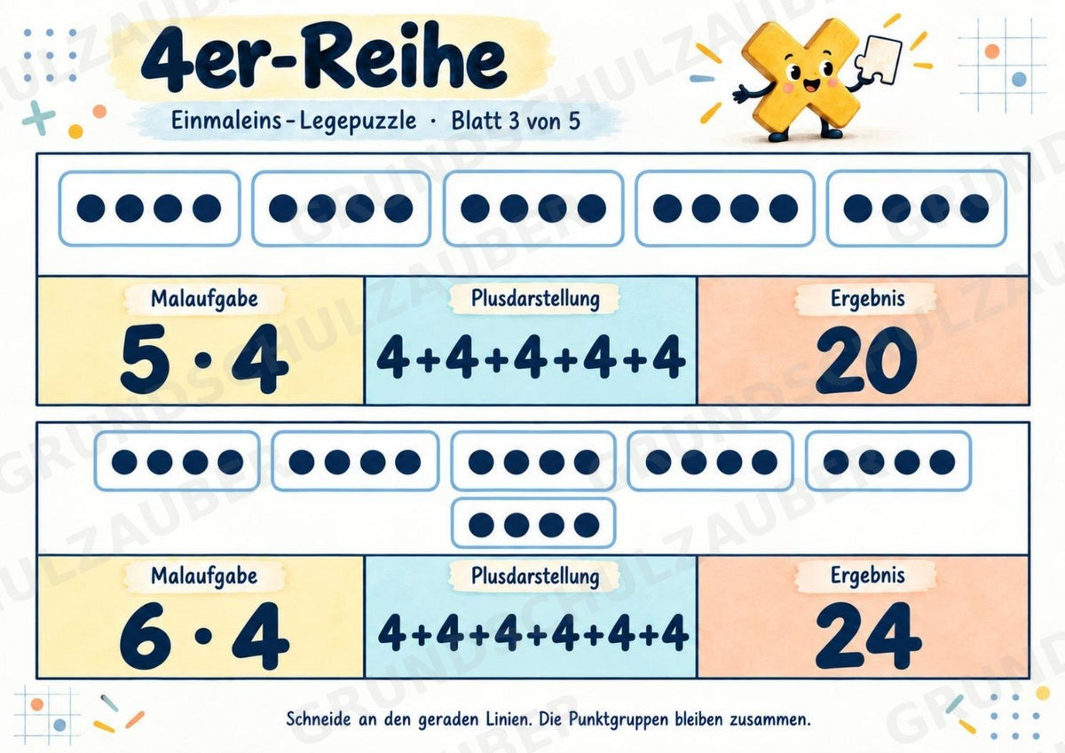 Einmaleins-Legepuzzle | 90 Lernpuzzles zum kleinen 1x1 | Reihen 2–10 | Mathematik Klasse 2–3 – Materialseite 15
