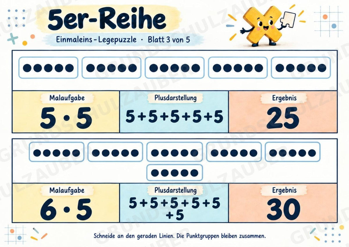 Einmaleins-Legepuzzle | 90 Lernpuzzles zum kleinen 1x1 | Reihen 2–10 | Mathematik Klasse 2–3 – Materialseite 20