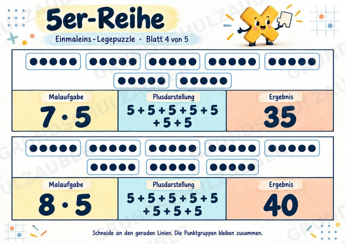 Einmaleins-Legepuzzle | 90 Lernpuzzles zum kleinen 1x1 | Reihen 2–10 | Mathematik Klasse 2–3 – Materialseite 21
