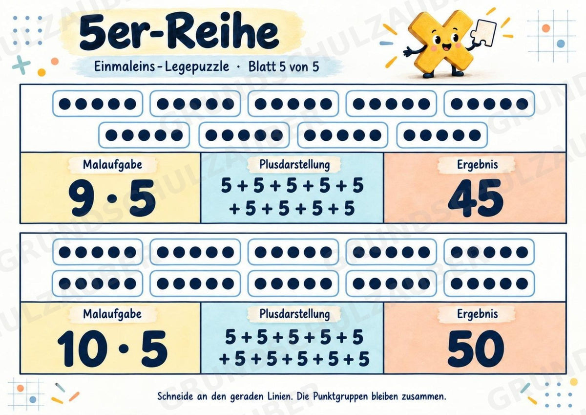 Einmaleins-Legepuzzle | 90 Lernpuzzles zum kleinen 1x1 | Reihen 2–10 | Mathematik Klasse 2–3 – Materialseite 22