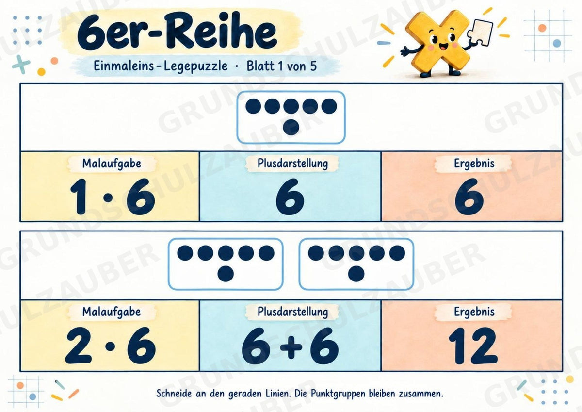 Einmaleins-Legepuzzle | 90 Lernpuzzles zum kleinen 1x1 | Reihen 2–10 | Mathematik Klasse 2–3 – Materialseite 23