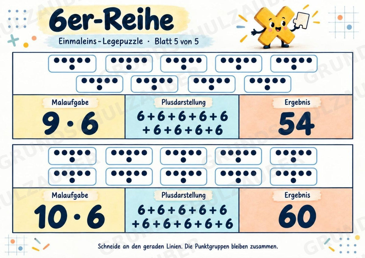 Einmaleins-Legepuzzle | 90 Lernpuzzles zum kleinen 1x1 | Reihen 2–10 | Mathematik Klasse 2–3 – Materialseite 27