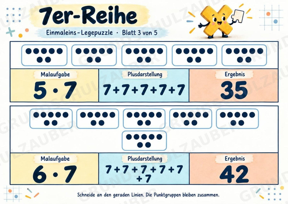 Einmaleins-Legepuzzle | 90 Lernpuzzles zum kleinen 1x1 | Reihen 2–10 | Mathematik Klasse 2–3 – Materialseite 30