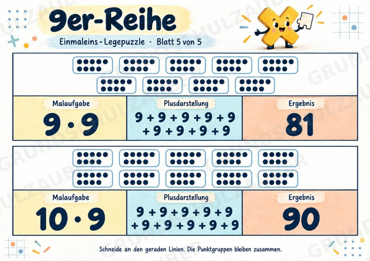 Einmaleins-Legepuzzle | 90 Lernpuzzles zum kleinen 1x1 | Reihen 2–10 | Mathematik Klasse 2–3 – Materialseite 42