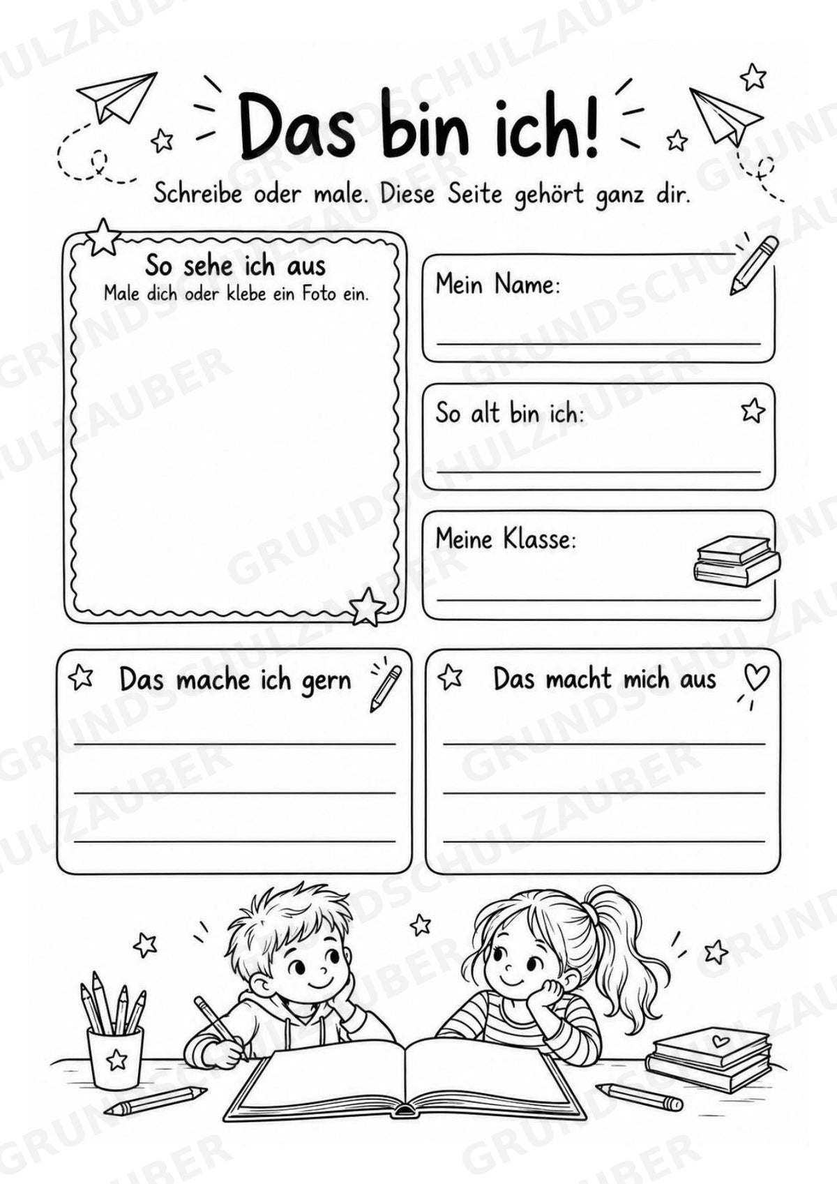 Abschiedsbuch Grundschule Klasse 4 | Erinnerungsheft mit Freundeseiten, Steckbrief und Zukunftsbrief – Materialseite 2