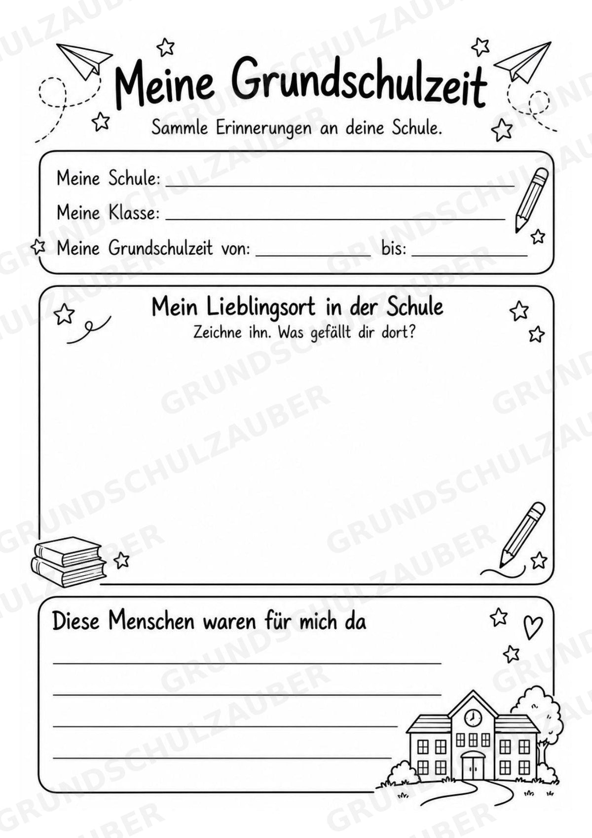 Abschiedsbuch Grundschule Klasse 4 | Erinnerungsheft mit Freundeseiten, Steckbrief und Zukunftsbrief – Materialseite 3