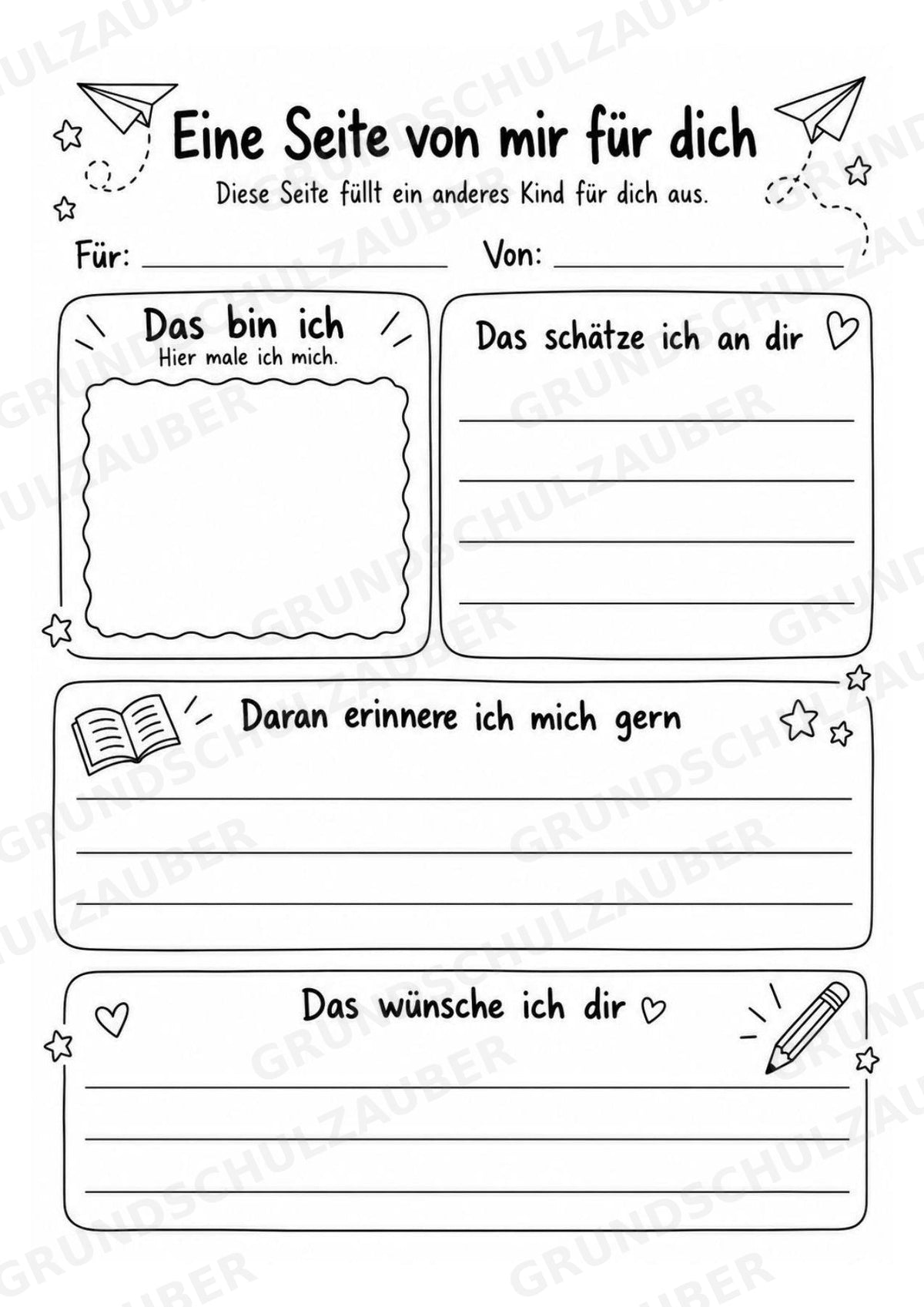 Abschiedsbuch Grundschule Klasse 4 | Erinnerungsheft mit Freundeseiten, Steckbrief und Zukunftsbrief – Materialseite 7