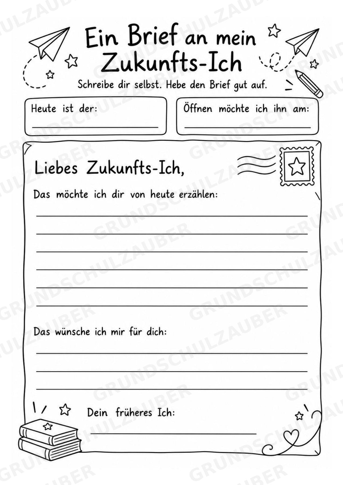 Abschiedsbuch Grundschule Klasse 4 | Erinnerungsheft mit Freundeseiten, Steckbrief und Zukunftsbrief – Materialseite 11