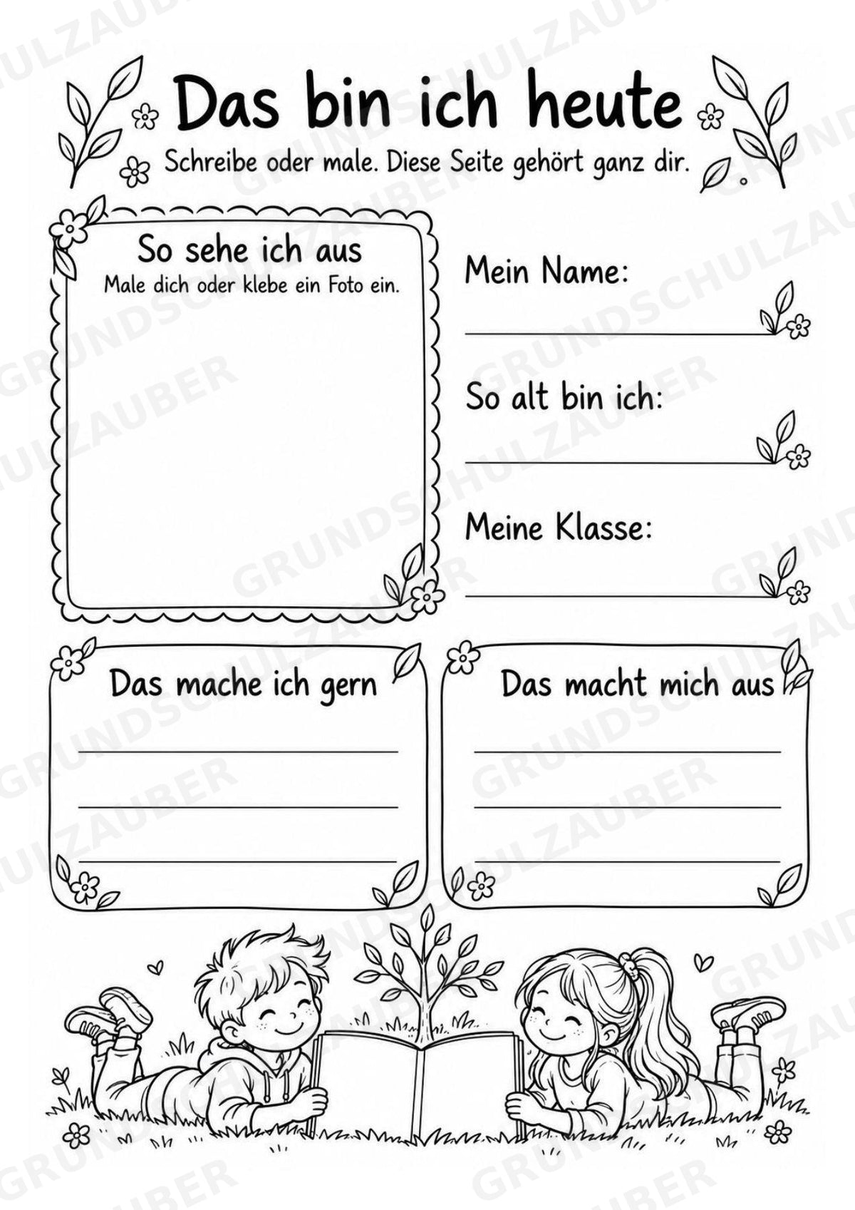 Abschiedsbuch Grundschule Klasse 4 | Gemeinsam gewachsen – Erinnerungsbaum, Freundeseiten und Mutmachkarten – Materialseite 2
