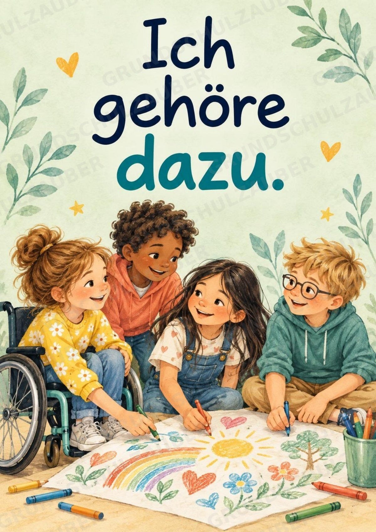 Starke Worte für jeden Tag – 10 Affirmationsposter für die Grundschule im Vektorstil – Materialseite 3