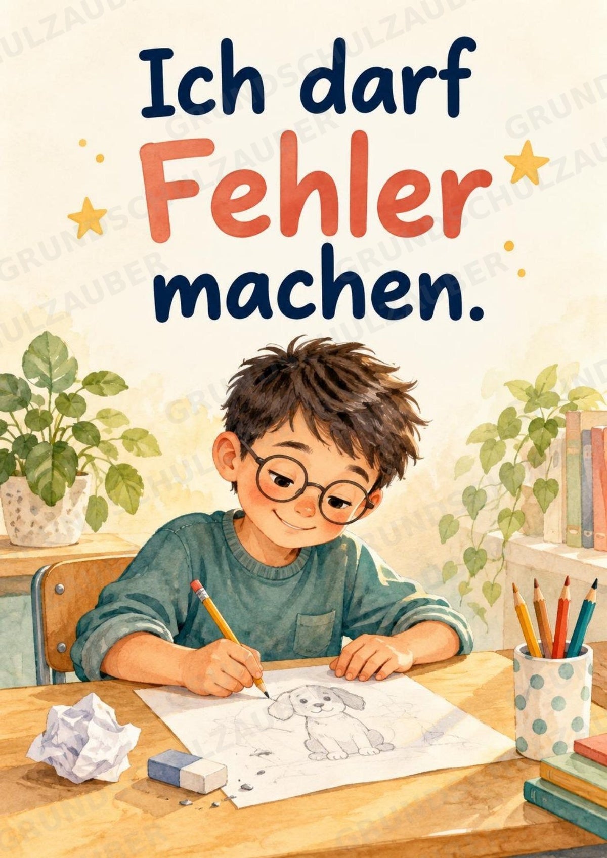 Starke Worte für jeden Tag – 10 Affirmationsposter für die Grundschule im Vektorstil – Materialseite 5