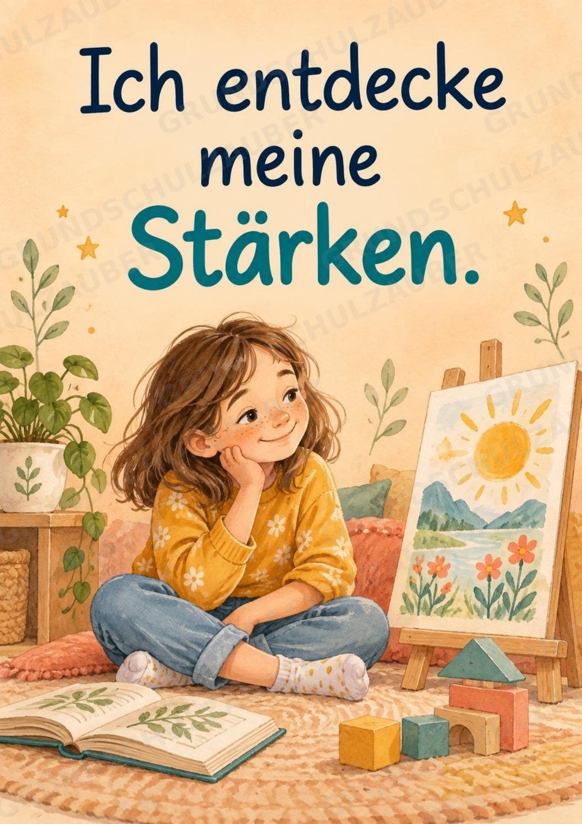 Starke Worte für jeden Tag – 10 Affirmationsposter für die Grundschule im Vektorstil – Materialseite 11