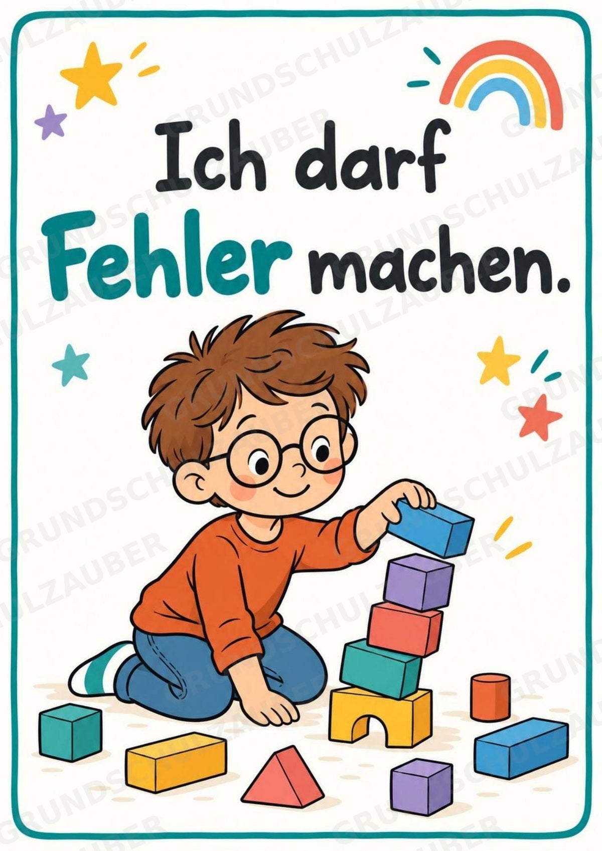 Ich bin ich! 10 Affirmationsposter für die Grundschule – Aquarell-Set – Materialseite 5
