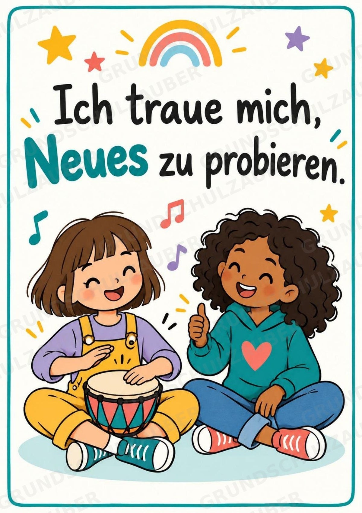 Ich bin ich! 10 Affirmationsposter für die Grundschule – Aquarell-Set – Materialseite 7