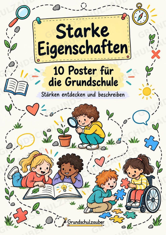 Persönlichkeitstypen und Charaktereigenschaften – 10 Poster zur Charakterisierung positiver Rollenvorbilder | Grundschule – Cover
