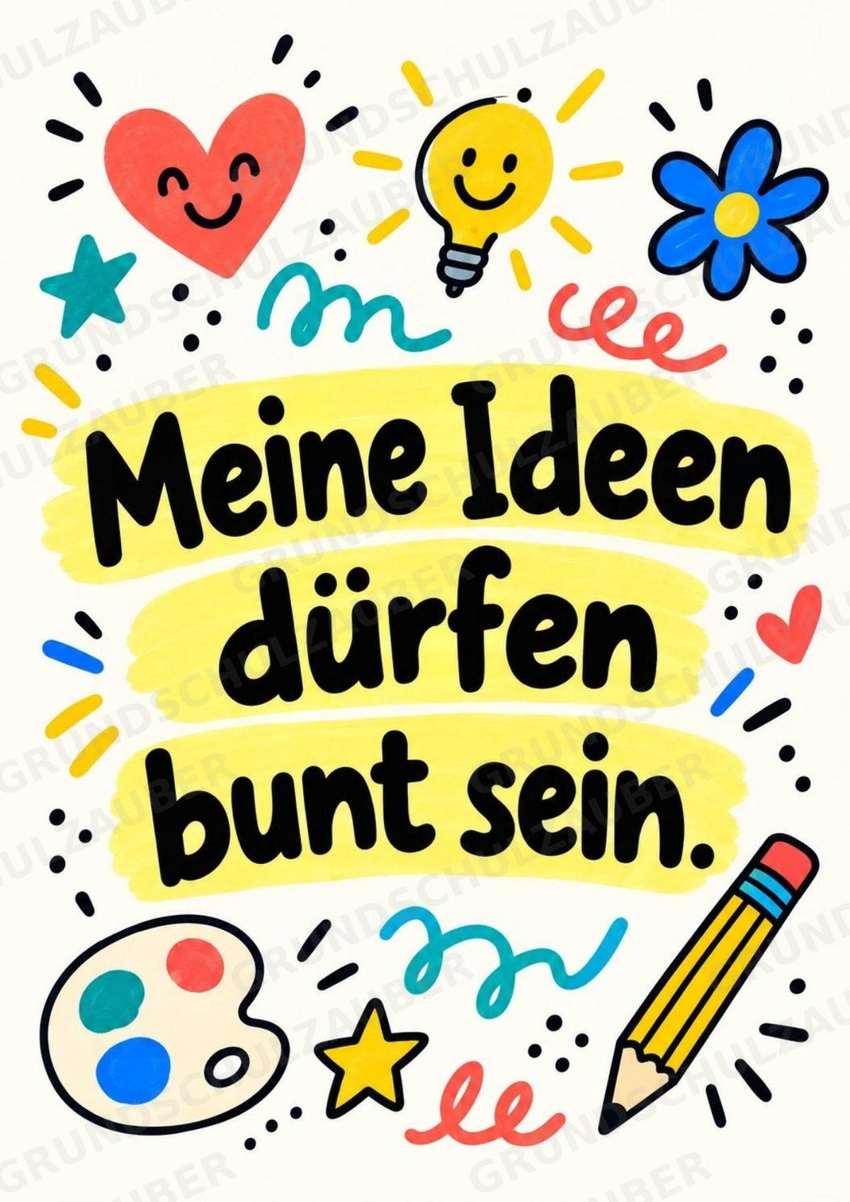 Bunte Mutmacher – 10 Affirmationsposter für die Grundschule | Positive Sprüche im Kritzelstil – Materialseite 2