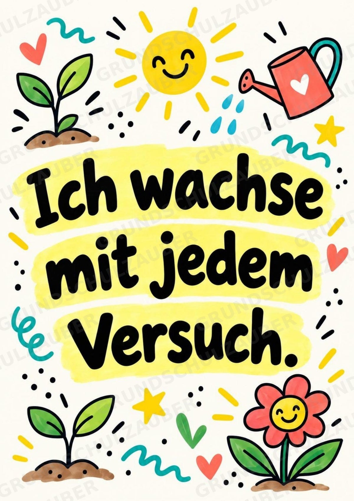 Bunte Mutmacher – 10 Affirmationsposter für die Grundschule | Positive Sprüche im Kritzelstil – Materialseite 3