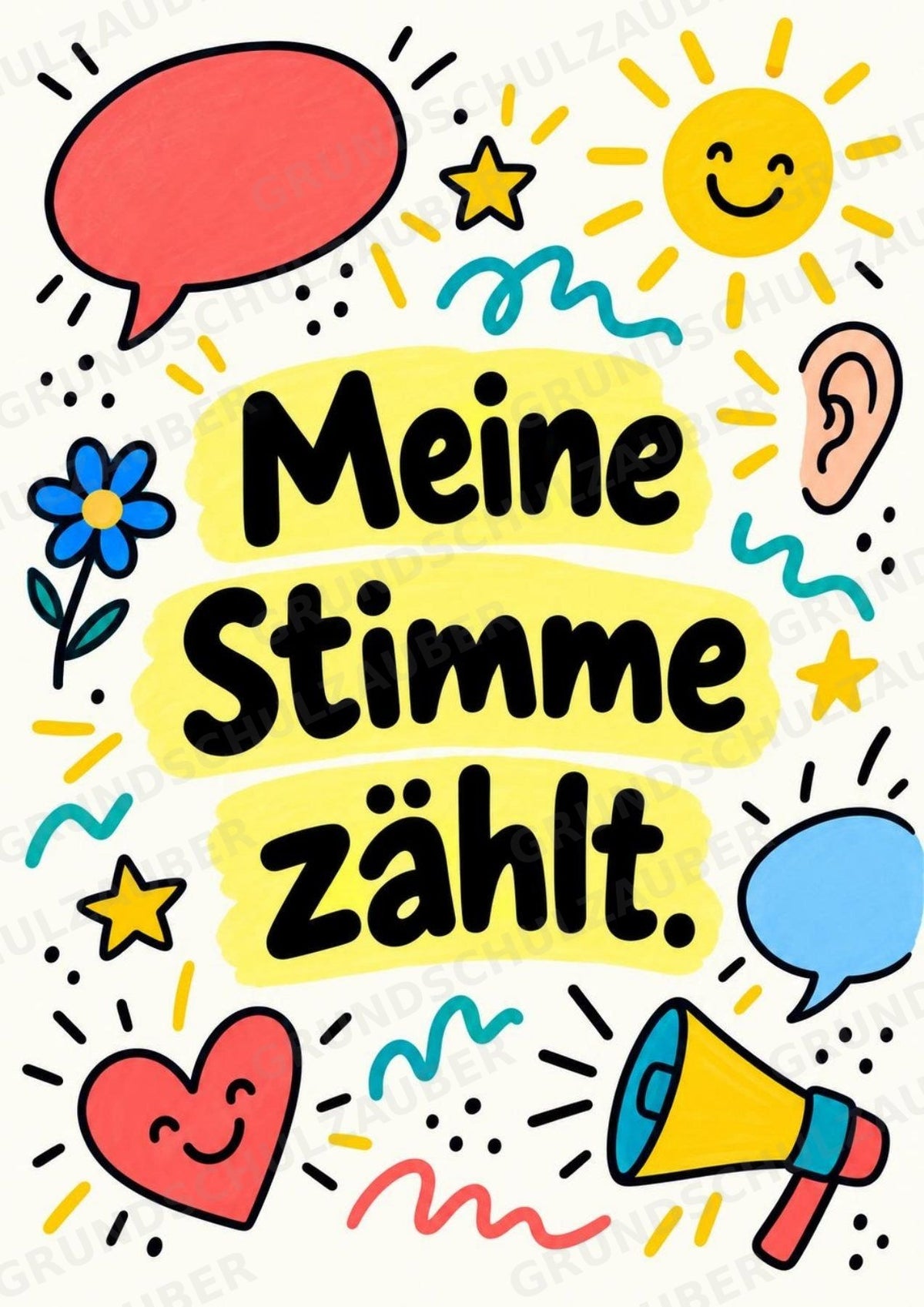 Bunte Mutmacher – 10 Affirmationsposter für die Grundschule | Positive Sprüche im Kritzelstil – Materialseite 4