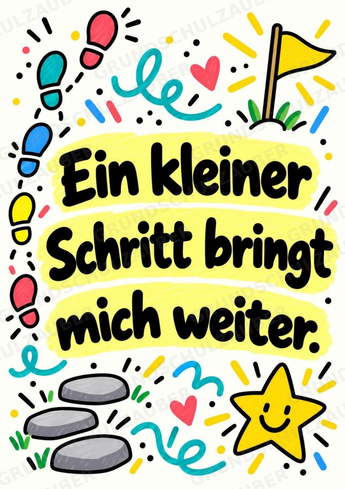 Bunte Mutmacher – 10 Affirmationsposter für die Grundschule | Positive Sprüche im Kritzelstil – Materialseite 8