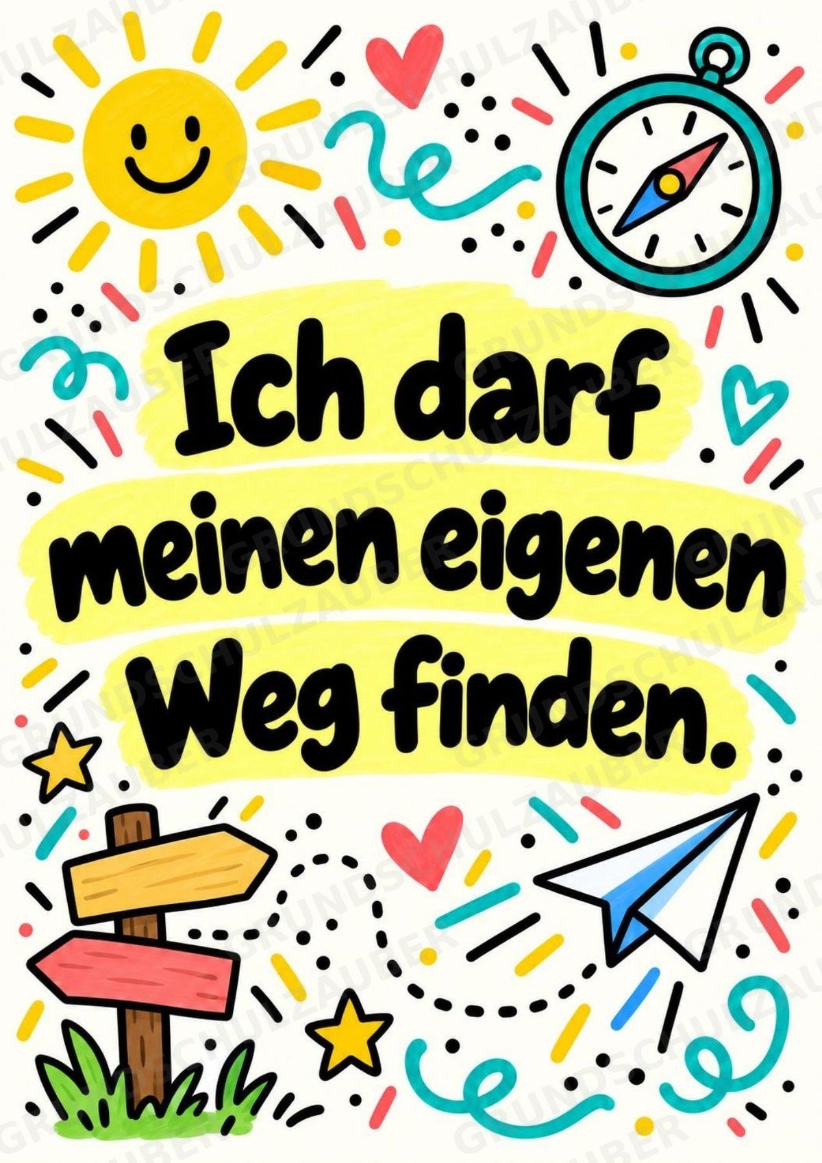 Bunte Mutmacher – 10 Affirmationsposter für die Grundschule | Positive Sprüche im Kritzelstil – Materialseite 9