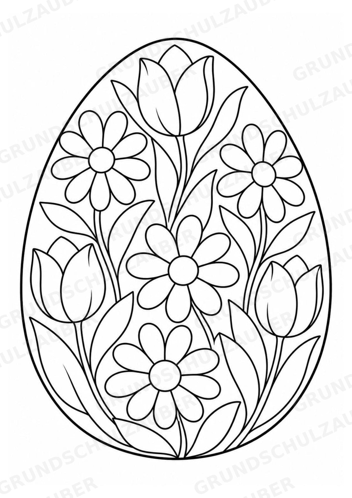 Ostereier zum Ausmalen | 10 Ausmalbilder & Malvorlagen für Ostern und Frühling in der Grundschule – Materialseite 4