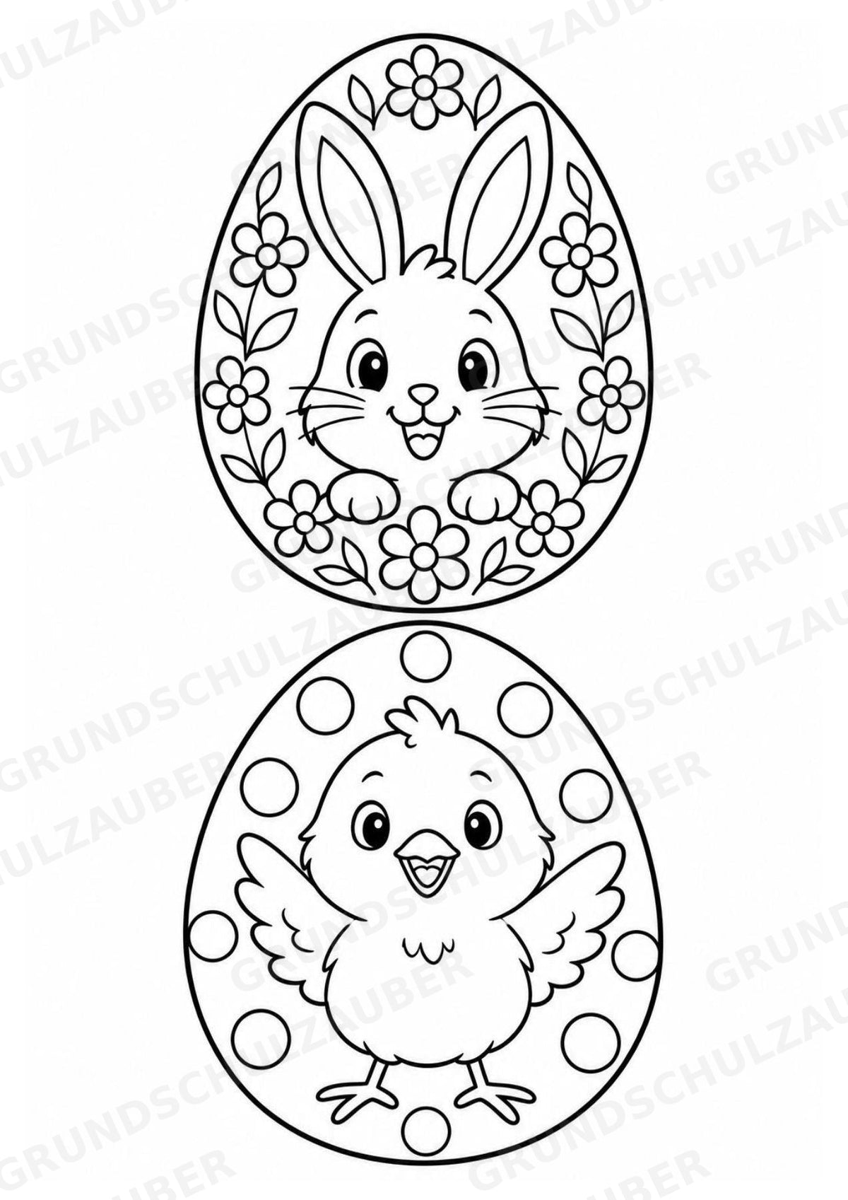 Ostereier zum Ausmalen | 10 Ausmalbilder & Malvorlagen für Ostern und Frühling in der Grundschule – Materialseite 9