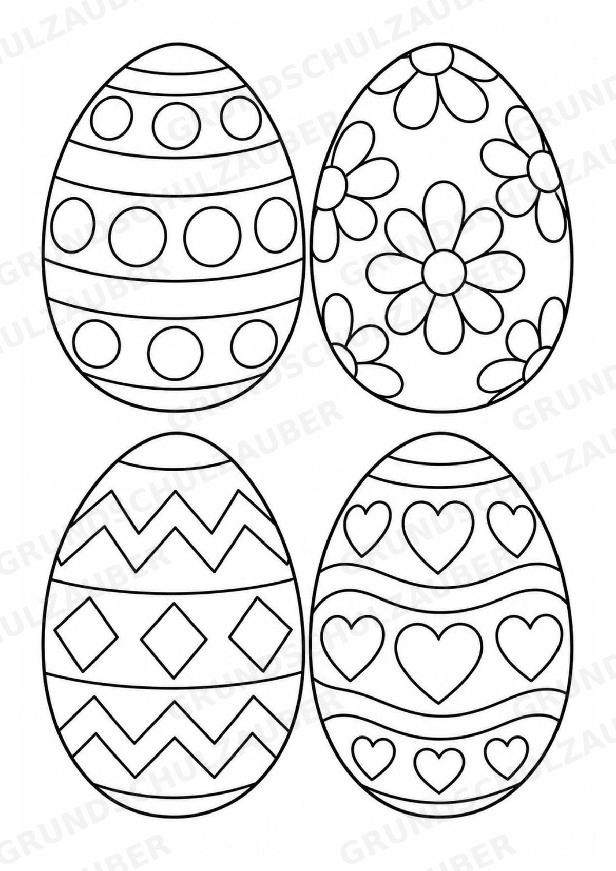 Ostereier zum Ausmalen | 10 Ausmalbilder & Malvorlagen für Ostern und Frühling in der Grundschule – Materialseite 11
