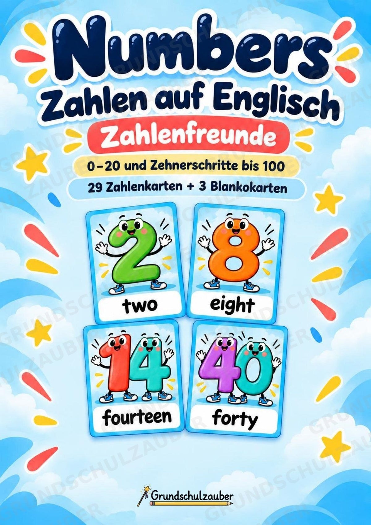Numbers – Zahlen auf Englisch | 29 Bildkarten zu 0–20 und Zehnerschritten bis 100 – Zahlenfreunde – Cover