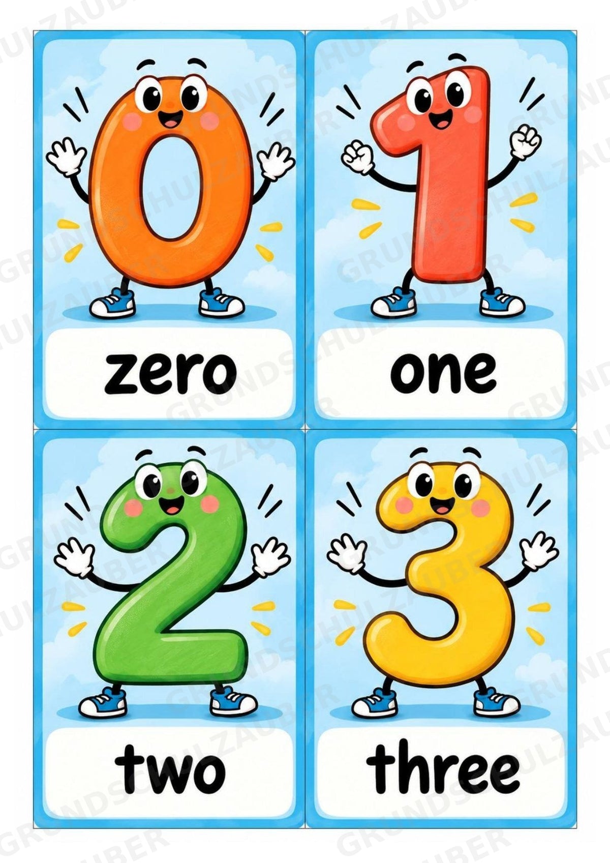 Numbers – Zahlen auf Englisch | 29 Bildkarten zu 0–20 und Zehnerschritten bis 100 – Zahlenfreunde – Materialseite 2