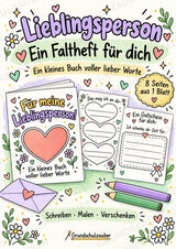 Faltheft für meine Lieblingsperson – Minibuch als Geschenk zum Basteln und Ausfüllen in der Grundschule – Cover
