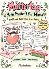 Muttertag: Faltheft für Mama – Minibuch zum Basteln, Schreiben und Ausmalen für die Grundschule – Cover