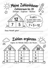 Zahlenhäuser bis 20 – Miniheft zur Zahlzerlegung, Addition und Subtraktion | Mathe Klasse 1–2 – Materialseite 3