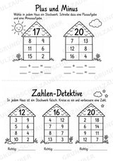 Zahlenhäuser bis 20 – Miniheft zur Zahlzerlegung, Addition und Subtraktion | Mathe Klasse 1–2 – Materialseite 5