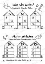 Zahlenhäuser bis 100 – Miniheft mit Rechenhäusern zur Zahlzerlegung und zum Kopfrechnen | Mathe Klasse 2 – Materialseite 4
