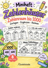Zahlenhäuser bis 1000 – Miniheft zur Zahlzerlegung, Addition und Subtraktion | Mathe Klasse 3 – Cover