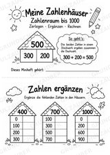 Zahlenhäuser bis 1000 – Miniheft zur Zahlzerlegung, Addition und Subtraktion | Mathe Klasse 3 – Materialseite 3