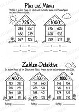 Zahlenhäuser bis 1000 – Miniheft zur Zahlzerlegung, Addition und Subtraktion | Mathe Klasse 3 – Materialseite 5