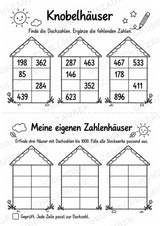 Zahlenhäuser bis 1000 – Miniheft zur Zahlzerlegung, Addition und Subtraktion | Mathe Klasse 3 – Materialseite 6