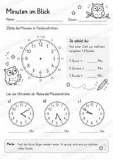 Uhrzeit ablesen & Uhr lernen – 10 Arbeitsblätter in Grundschrift mit Lösungen | Volle, halbe Stunden & Viertelstunden | Klasse 1–2 – Materialseite 7
