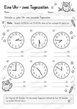 Uhrzeit ablesen & Uhr lernen – 10 Arbeitsblätter in Grundschrift mit Lösungen | Volle, halbe Stunden & Viertelstunden | Klasse 1–2 – Materialseite 8