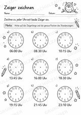Uhrzeit ablesen & Uhr lernen – 10 Arbeitsblätter in Grundschrift mit Lösungen | Volle, halbe Stunden & Viertelstunden | Klasse 1–2 – Materialseite 9
