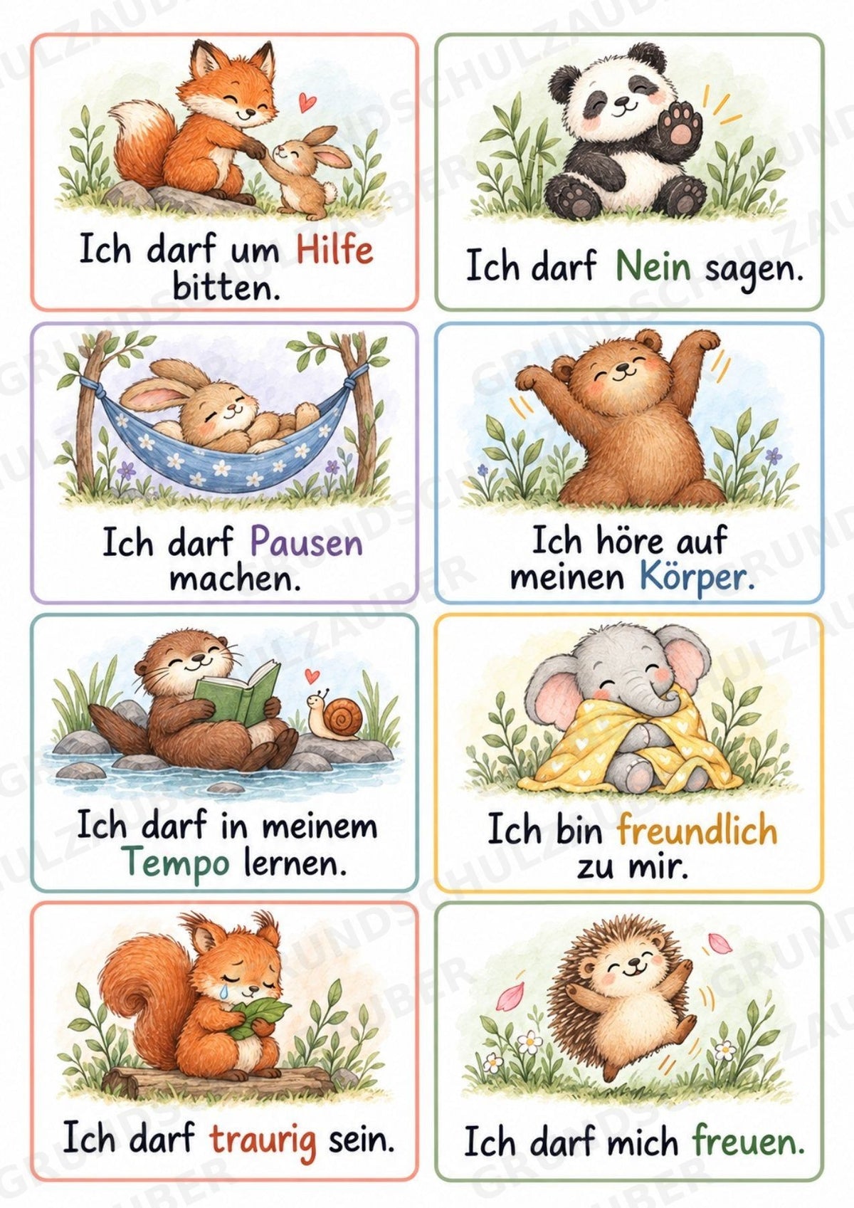 Affirmationskarten für Kinder – 32 Mutmachkarten & 32 Blankokarten | Grundschule PDF – Materialseite 4