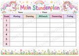 Stundenplan Einhorn zum Ausdrucken – 3 Vorlagen für die Grundschule | PDF mit Ausmalvorlage – Materialseite 2