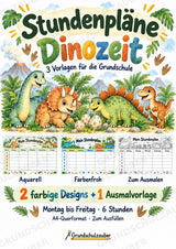 Stundenplan Dinosaurier zum Ausdrucken – 3 Dino-Vorlagen für die Grundschule – Cover